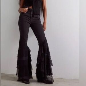 Free People Mystique Lace Flare Jeans Size 24